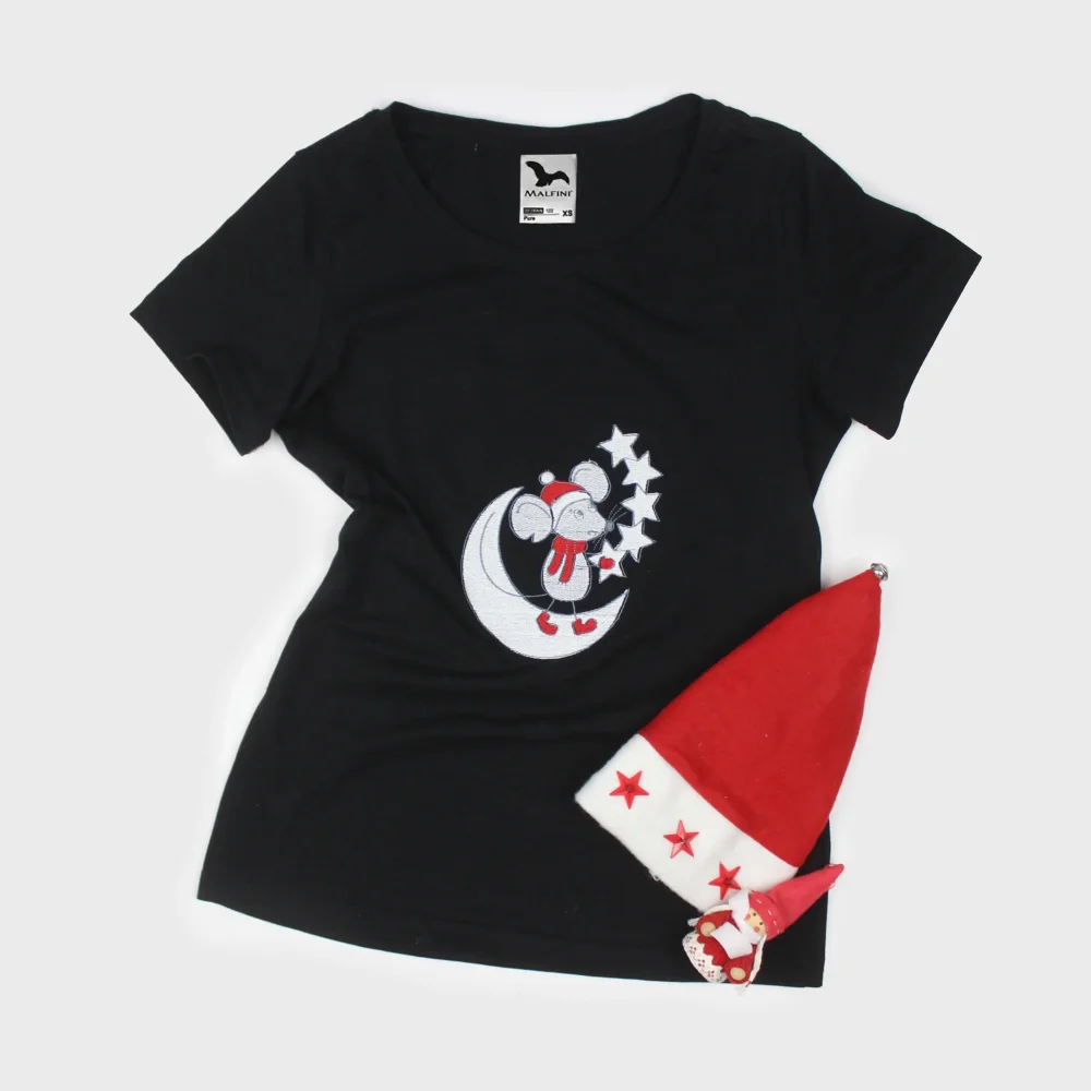 Dámske bavlnené tričko s vianočnou výšivkou