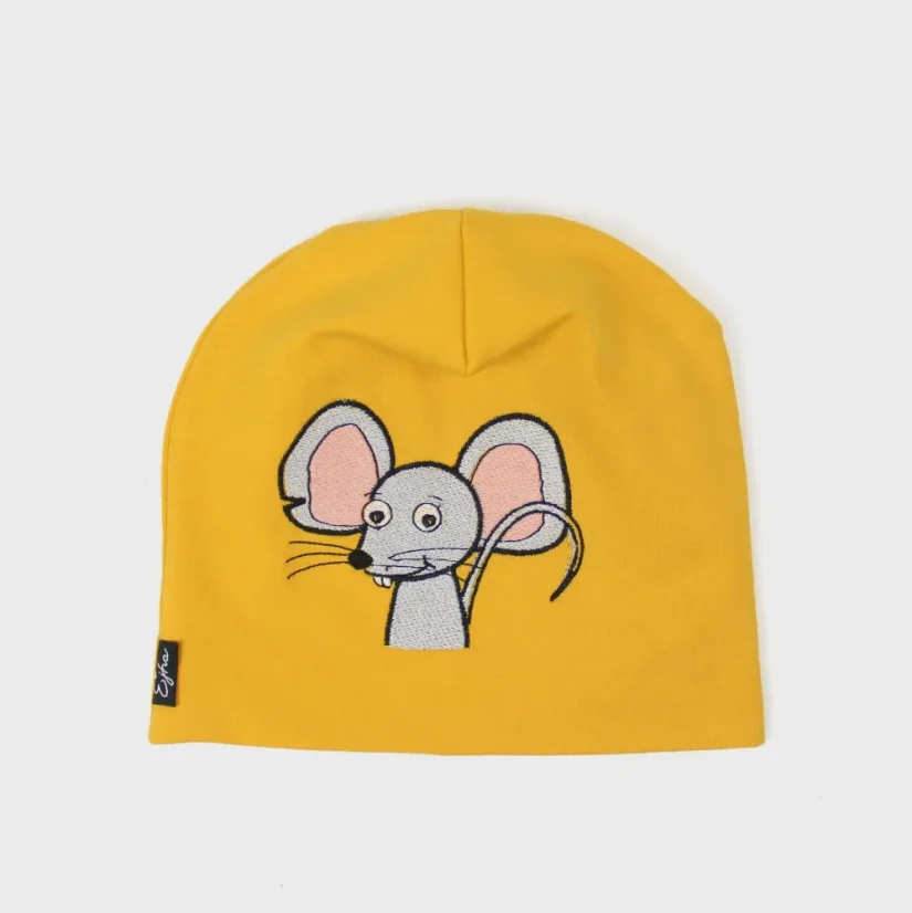 Detská čiapka Myška - žltá