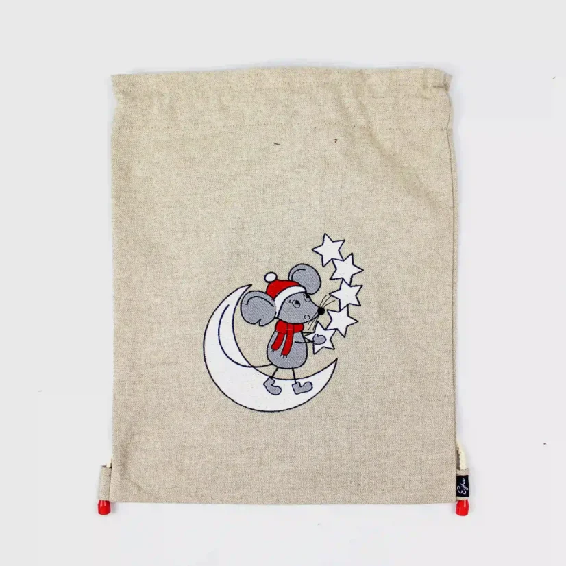 Predný pohľad na vianočný vak Myška