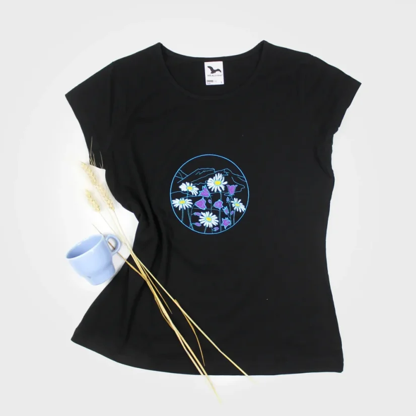 Dámske bavlnené tričko s výšivkou kvetov | Ejha