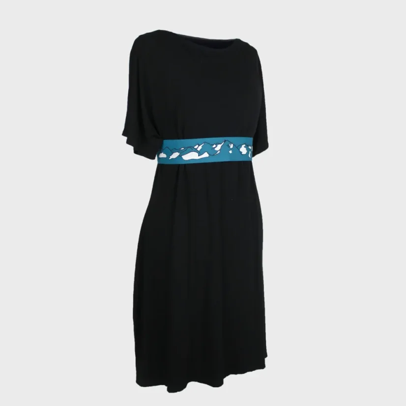 Predný pohľad na voľné univerzálne šaty - modrý opasok Tatry