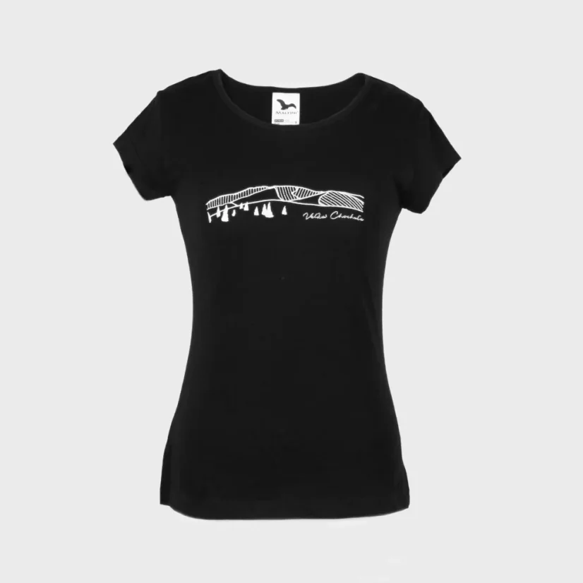 Dámske čierne bavlnené tričko s výšivkou hôr - Veľká Chochuľa