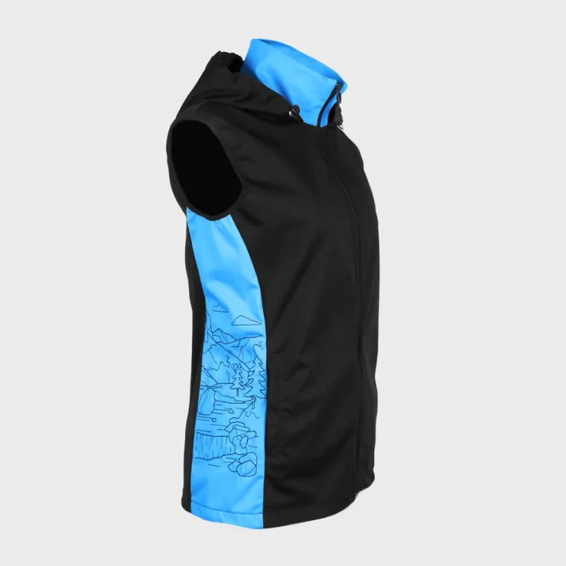 Dámska outdoorová softshellová vesta - Farba vesty: Modro - čierna