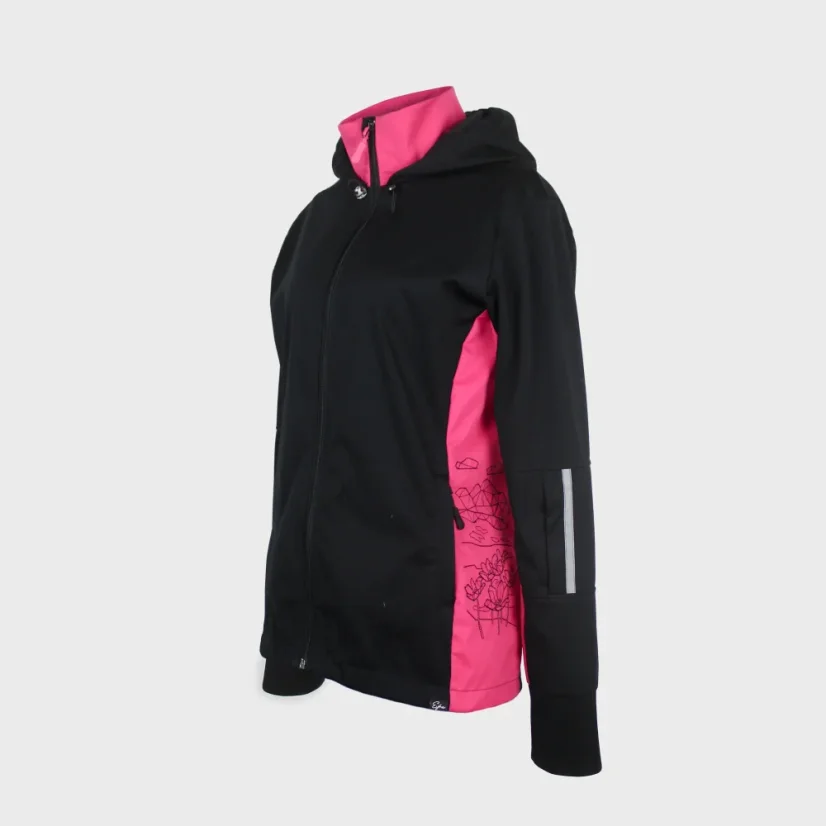 Dámska ružovo-čierna outdoorová softshellová bunda