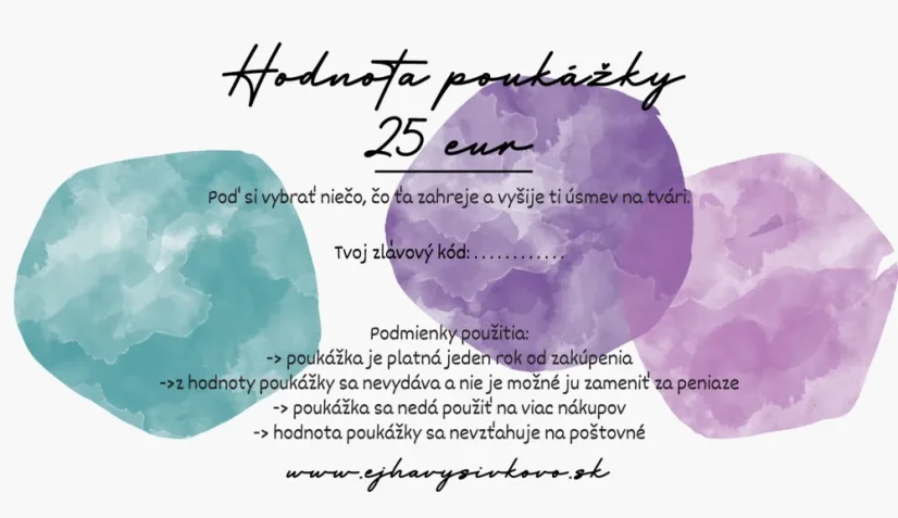 Štýlový darčekový voucher 25 eur | Ejha