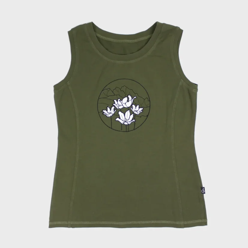 Pohľad spredu na dámsky top s výšivkou kvetov