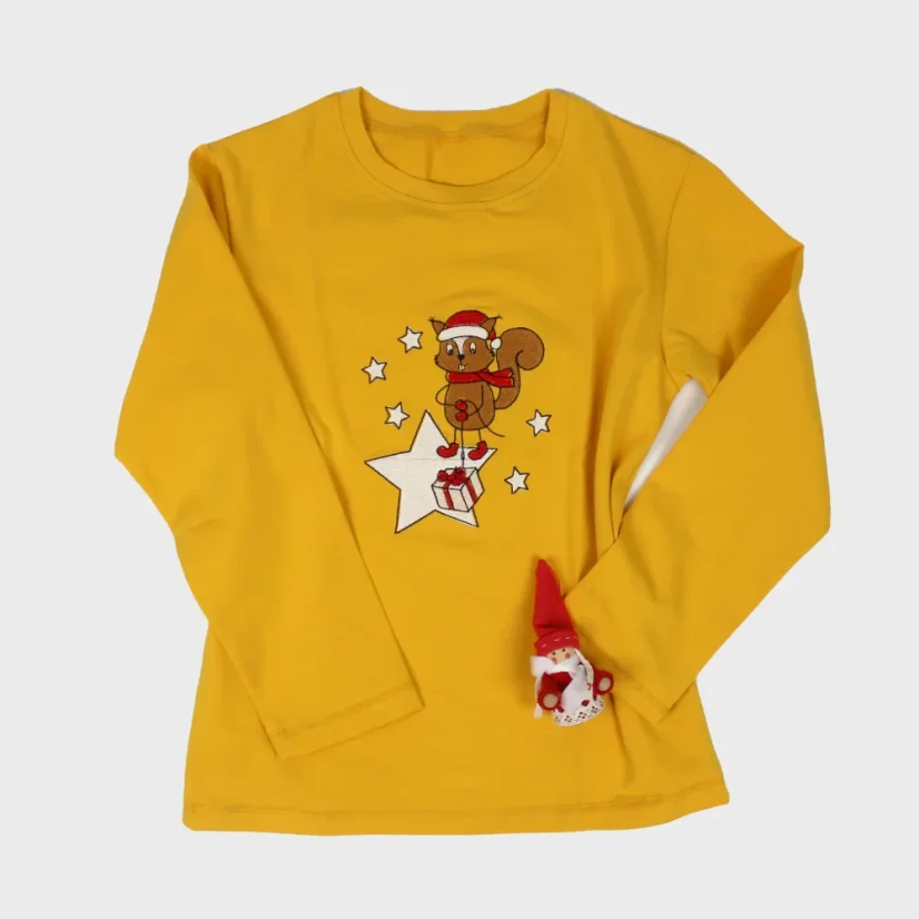 Detské tričko s vianočnou výšivkou Veveričky | Ejha