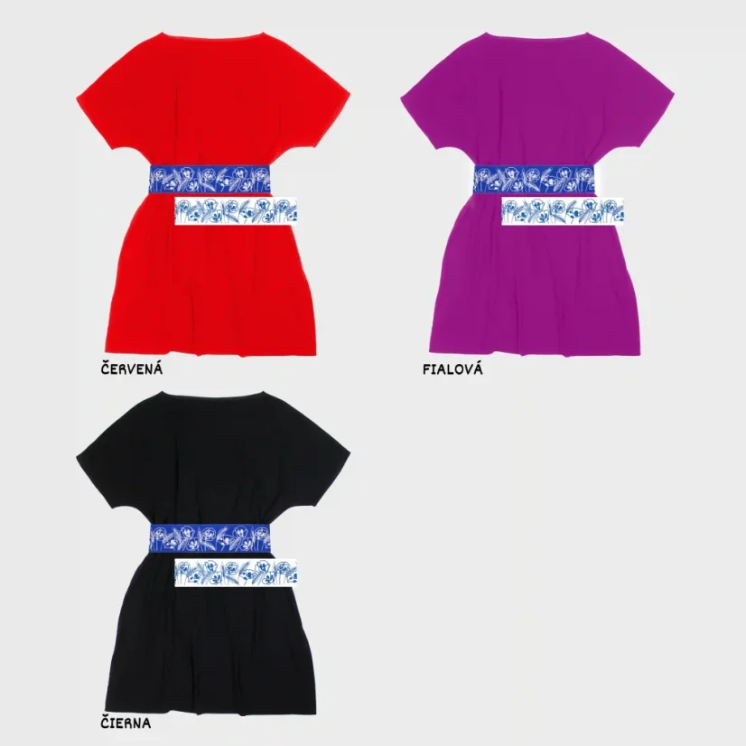 Farebné varianty univerzálnych šiat s vyšívaným opaskom