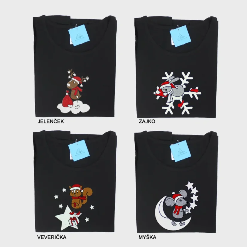 Varianty vianočných výšiviek na dámskom bavlnenom tričku