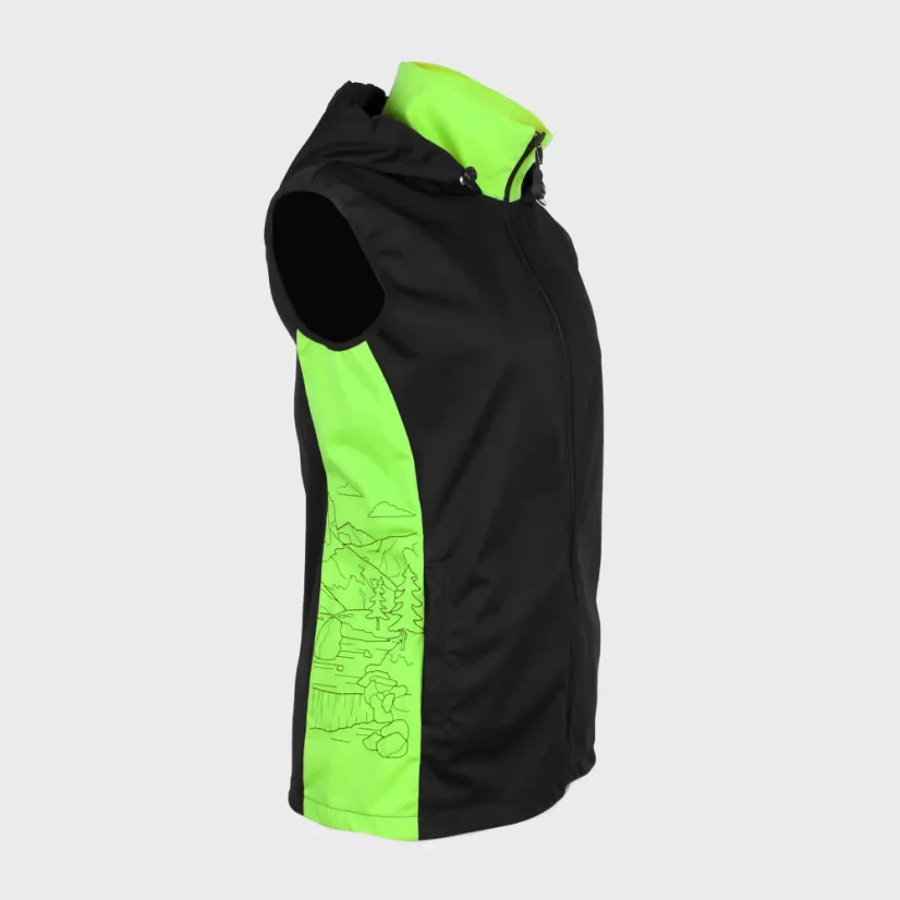Dámska outdoorová softshellová vesta - Farba vesty: Zeleno - čierna