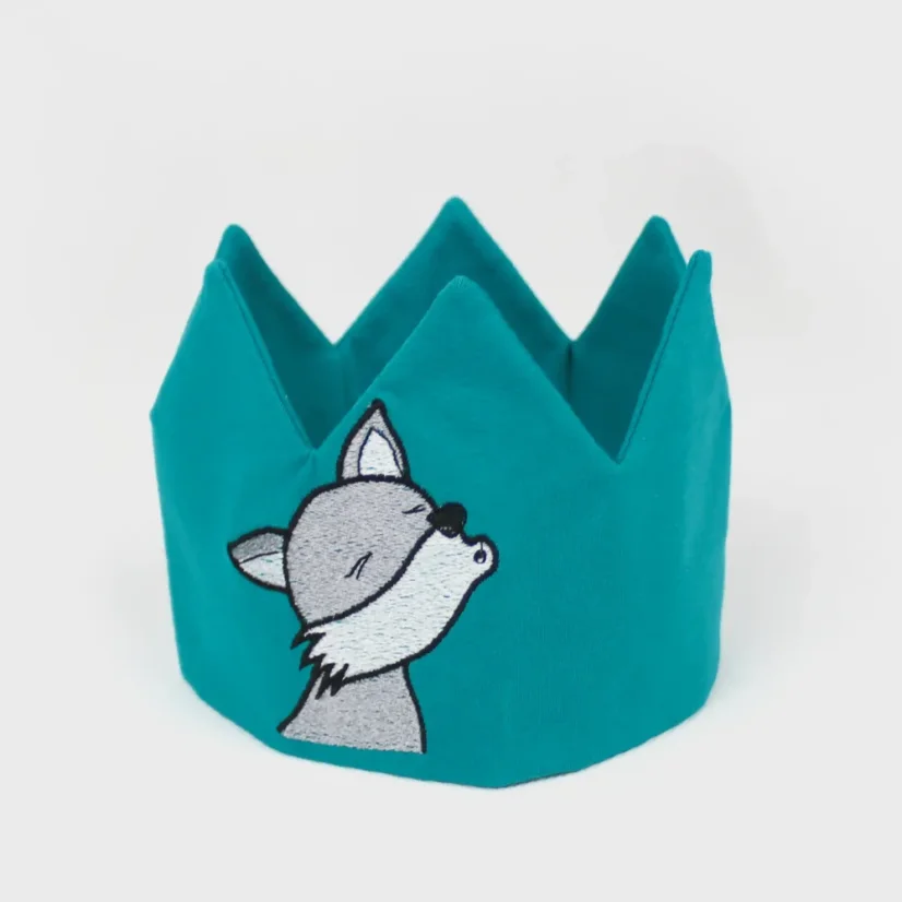 Detská korunka s výšivkou Vĺčka