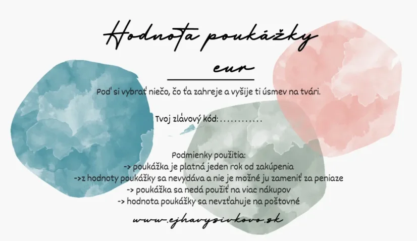 Štýlový darčekový voucher ľubovoľná hodnota | Ejha
