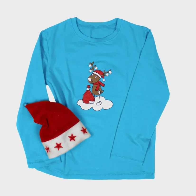 Detské tričko s vianočnou výšivkou Jelenček | Ejha