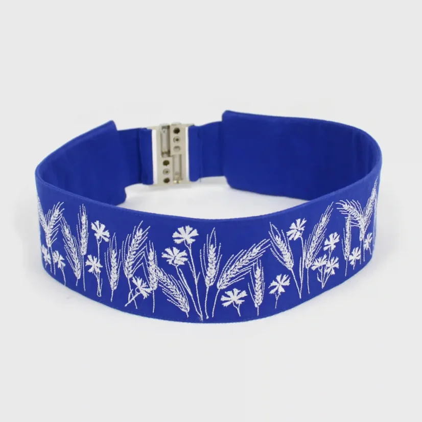 Vyšívaný opasok Klasy - modrý | Ejha